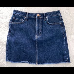 Denim mini skirt.